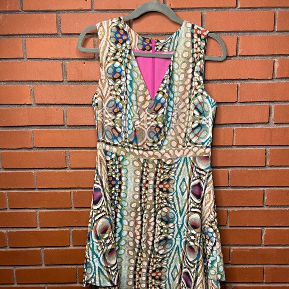 Stained glass faux wrap print dress - Picture 2 of 6